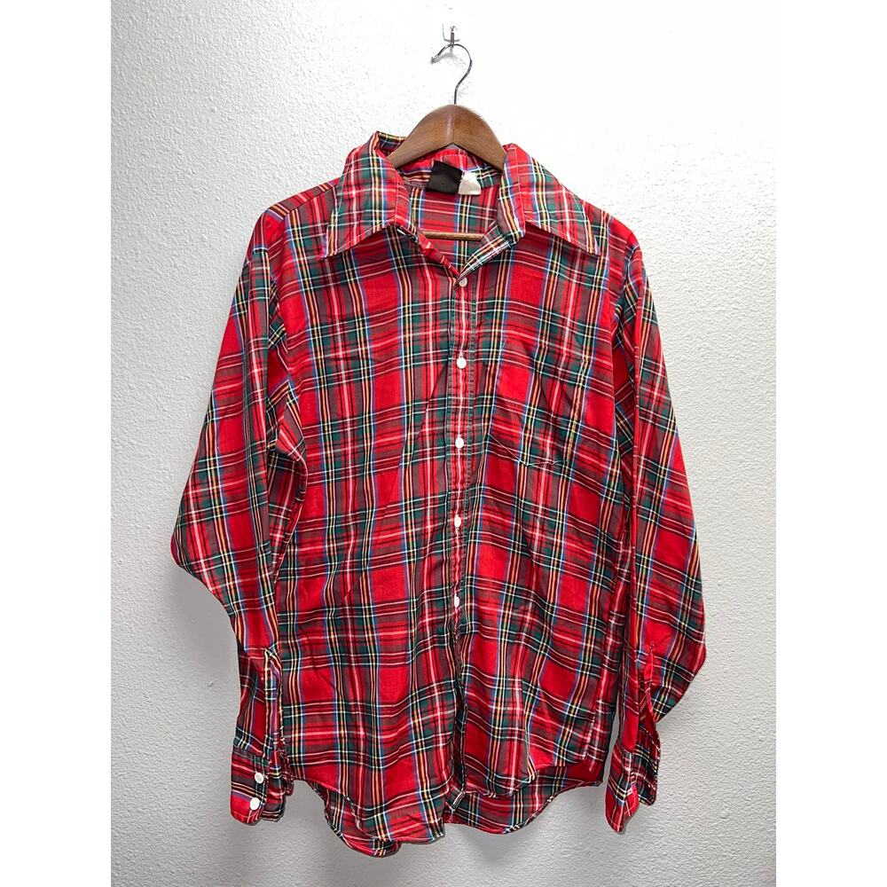 Vintage Manchester Shirt Company Button Up Shirt California Red 1960s 60s Large